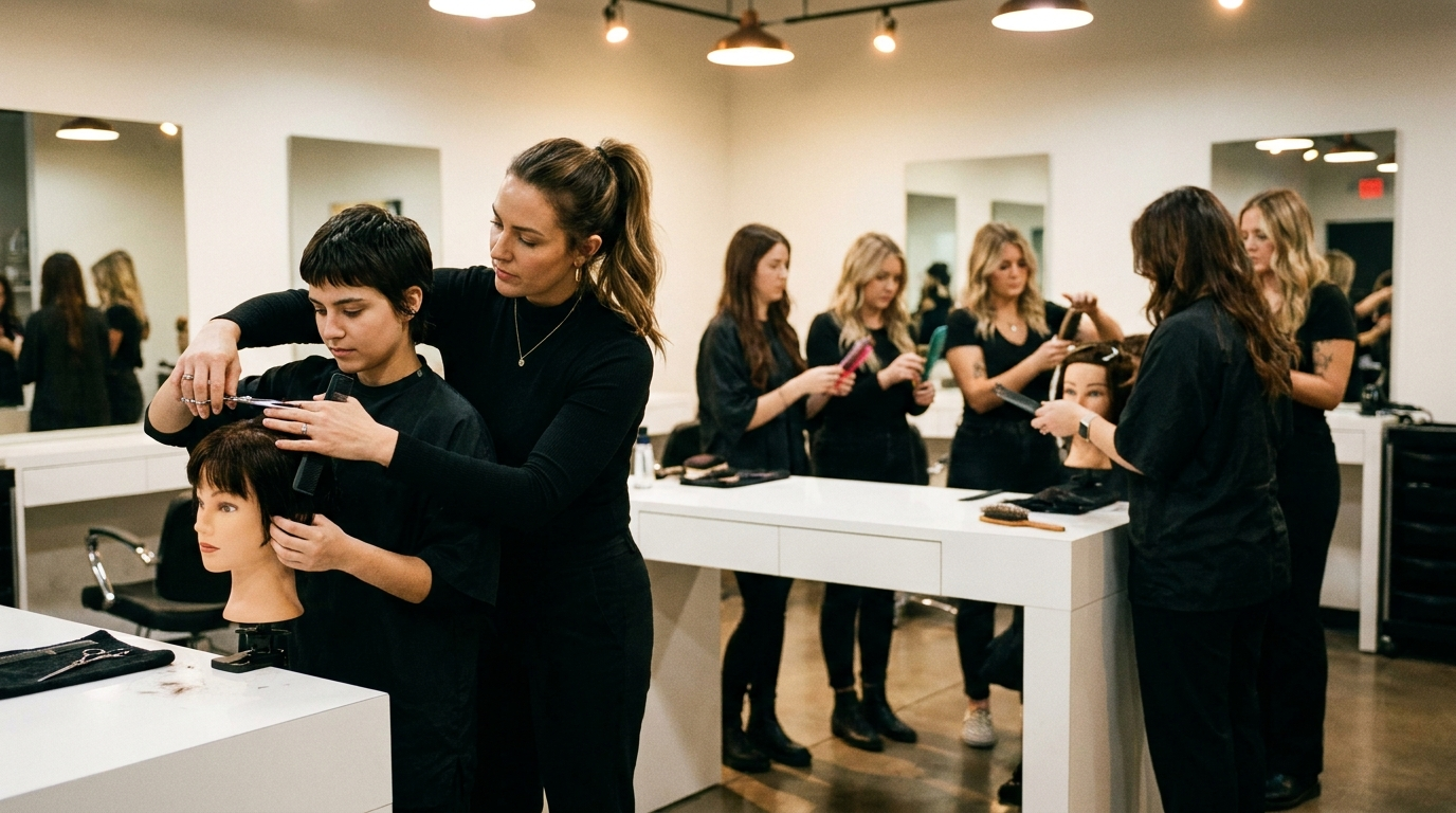 Evening beauty school class