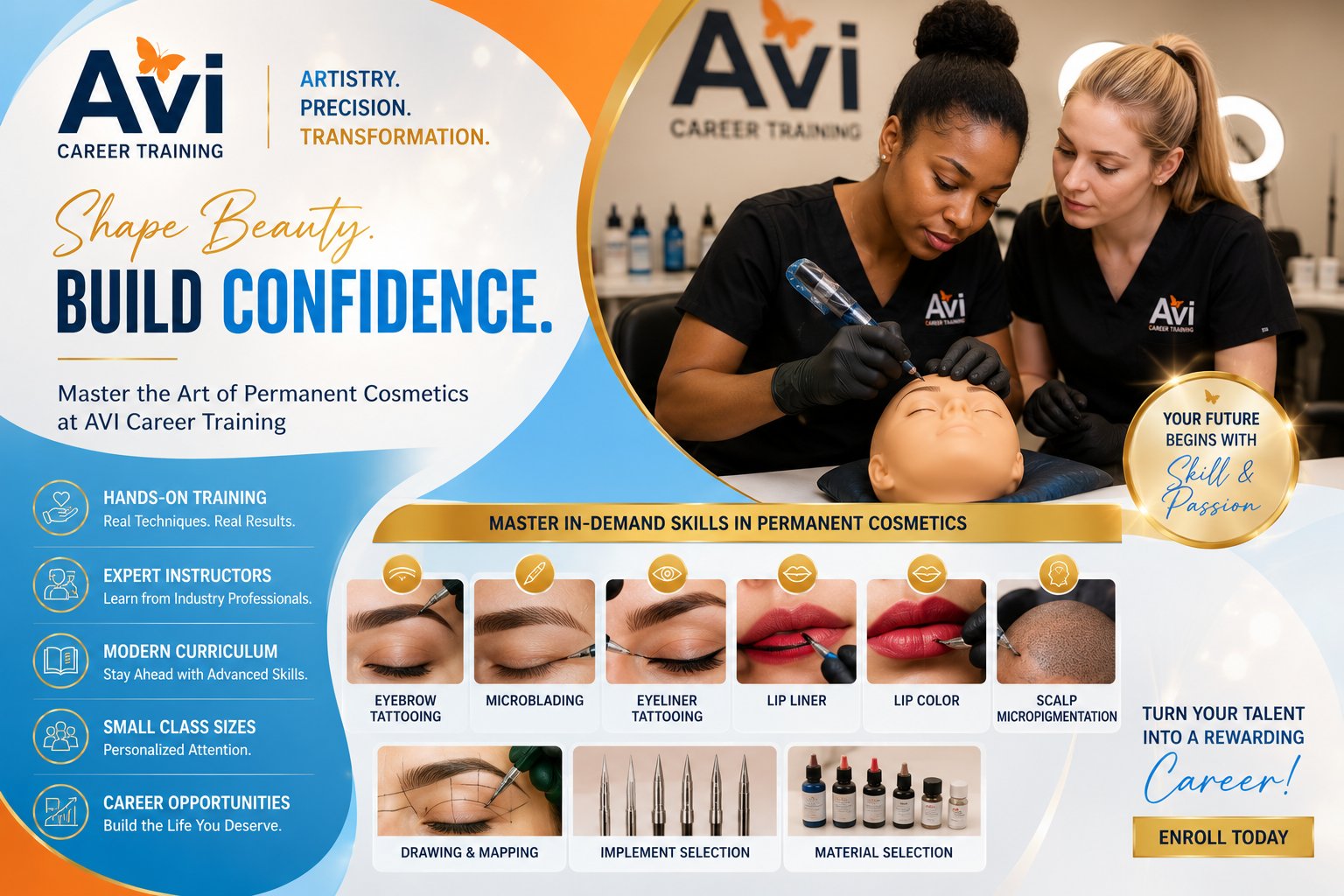 Eyebrow microblading technique demonstration